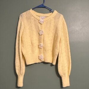 Freshman 1996 sweet butter yellow floral button cardigan